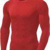 Camiseta Proteção Solar Térmica Compressão Segunda Pele Tecido Gelado UV 50+ Várias Cores Atacado e Varejo Unissex Masculino Fem - Vermelho, GG