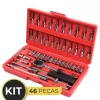 Kit Chaves Ferramentas Jogo 46 Peças Maleta Catraca Reversível Soquetes Completa Profissional Mecânico