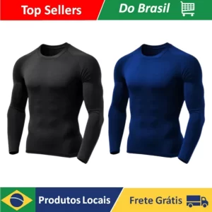 Pacote com 2 Camisetas Proteção Térmica Solar Ciclismo Compressão Segunda Pele Tecido Gelado UV 50 + Várias Cores Atacado