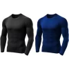 Pacote com 2 Camisetas Proteção Térmica Solar Ciclismo Compressão Segunda Pele Tecido Gelado UV 50 + Várias Cores Atacado - 1 Preto 1 Marinho, P