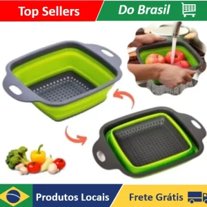 Quadrado - Escorredor de Silicone Retrátil Multiuso Massas Fruta Alimentos