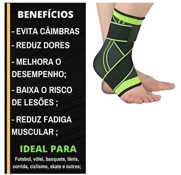 Tornozeleira Anti-Derrapante Ortopédica Ajustável Esportiva Proteção de Joelho com Strap Crossfit Verde - Neverdie Store - Imagem 4